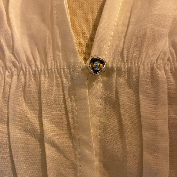 Elegant White Button-Up Women's Top peasant pirate renaissance sz Large women - Picture 6 of 9